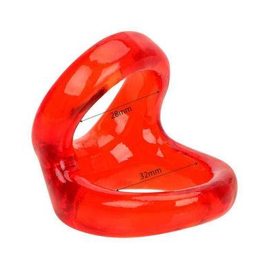 Red Stretchy Double Cock Ring and Ball Strap