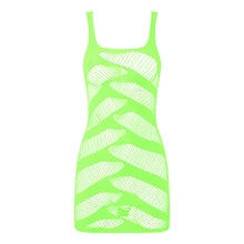 Load image into Gallery viewer, Neon Green UV Glow Sexy Stripe Bend The Rules Lingerie Dress