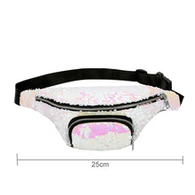 Load image into Gallery viewer, Pink Magic Iridescent Flip Sequin Waist Fanny Pack with an Adjustable Strap