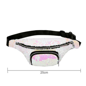 Pink Magic Iridescent Flip Sequin Waist Fanny Pack with an Adjustable Strap
