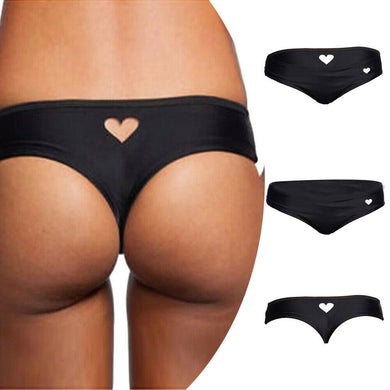 Sexy Black Bikini Bottom with a Heart Cut