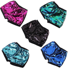 Load image into Gallery viewer, Mermaid Green to Black Flip Sequin High Waisted Shorts