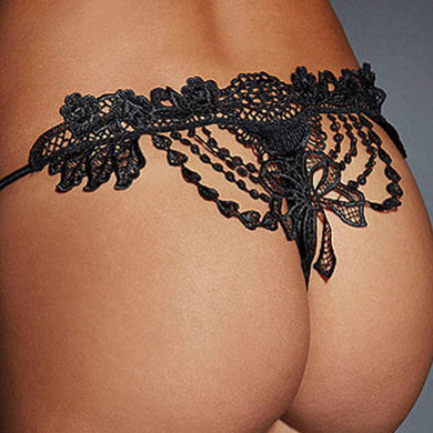 Black Sexy Lace Thong Panty