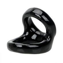Load image into Gallery viewer, Black Stretchy Double Cock Ring and Ball Strap