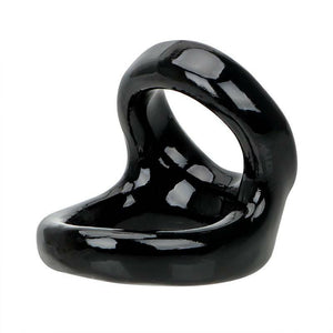 Black Stretchy Double Cock Ring and Ball Strap