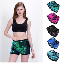 Load image into Gallery viewer, Mermaid Green to Black Flip Sequin High Waisted Shorts