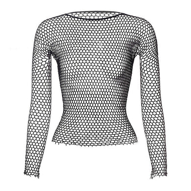 Black Long Sleeve Fishnet Shirt