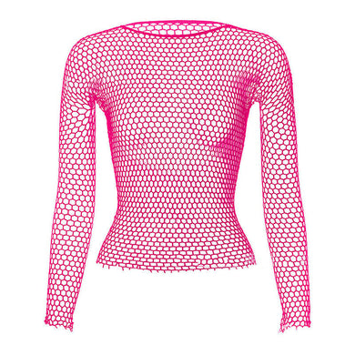 Pink Long Sleeve Fishnet Shirt
