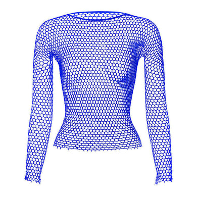 Blue Long Sleeve Fishnet Shirt