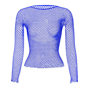 Blue Long Sleeve Fishnet Shirt – Real World Products