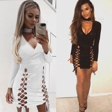Load image into Gallery viewer, White Sexy Long Sleeve Evening Party Cocktail Dress