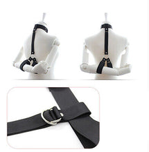 Load image into Gallery viewer, Black Bondage Neck Collar and Wrist Cuff Restraint with Silver Rings