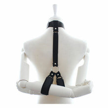 Load image into Gallery viewer, Black Bondage Neck Collar and Wrist Cuff Restraint with Silver Rings