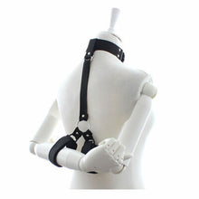 Load image into Gallery viewer, Black Bondage Neck Collar and Wrist Cuff Restraint with Silver Rings