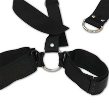 Load image into Gallery viewer, Black Bondage Neck Collar and Wrist Cuff Restraint with Silver Rings