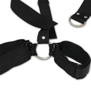 Black Bondage Neck Collar and Wrist Cuff Restraint with Silver Rings