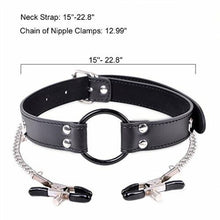 Load image into Gallery viewer, Black Bondage Adjustable Nipple Clamps Harness with Gag Restraint Kit