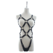 Load image into Gallery viewer, Black Full Body Cupless Harness Sexy Dominating Set
