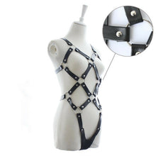 Load image into Gallery viewer, Black Full Body Cupless Harness Sexy Dominating Set