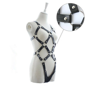 Black Full Body Cupless Harness Sexy Dominating Set