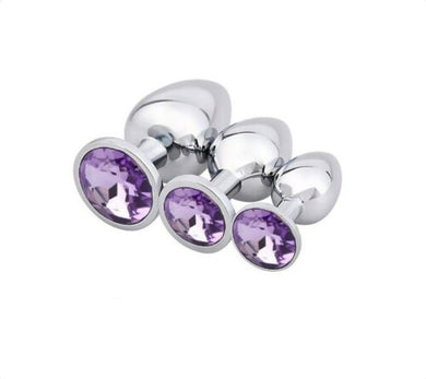 Light Purple Gems 3 Sizes Unisex Butt Toy Insert Plug Kit