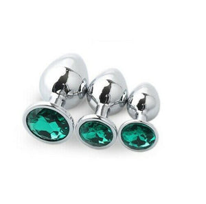 Green Gems 3 Sizes Unisex Butt Toy Insert Plug Kit