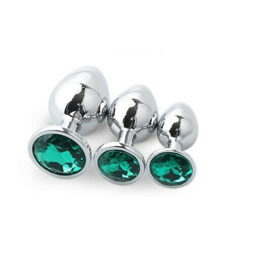 Green Gems 3 Sizes Unisex Butt Toy Insert Plug Kit