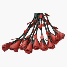 Load image into Gallery viewer, Black and Red Rose Real Leather Flogger