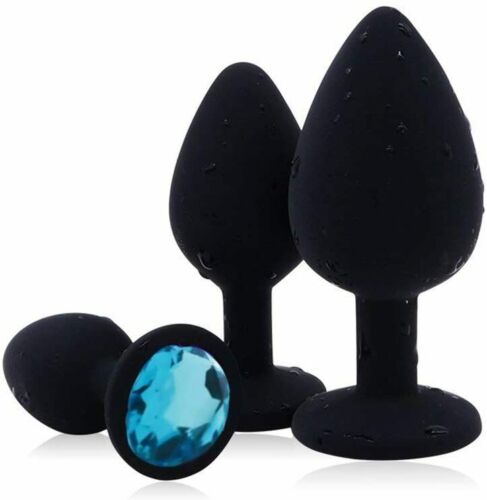 Sea Blue Gem 3 Sizes Unisex Butt Toy Insert Plug Trainer Kit