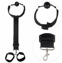 Load image into Gallery viewer, Black Mouth Gag Ball with Adjustable Neck and Wrist Restraints