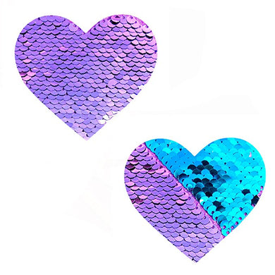 Sea Blue to Purple Flip Sequin Heart Pasties