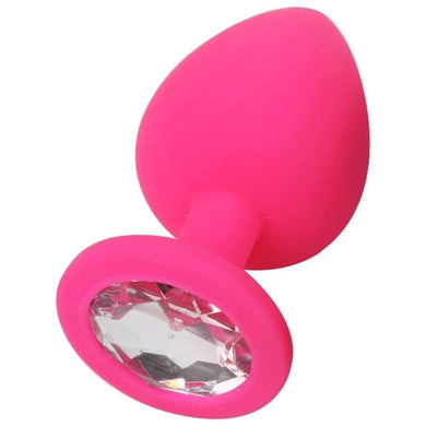 Neon Pink UV Glow Crystal Gem Silicone Unisex Butt Toy Insert Plug