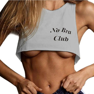 Gray No Bra Club Crop Top Tank